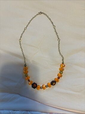 belk Orange and Dark Amber Beaded Necklace